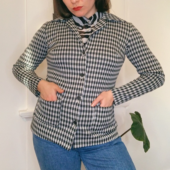 Vintage 60’s Black & White Gingham Day Jacket - Picture 1 of 4